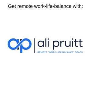 A logo promoting remote work life balance with the words get remote work life balance.